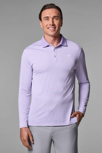 Men's Erodym Long Sleeve Sports Polo | Lavendula/White Stripe