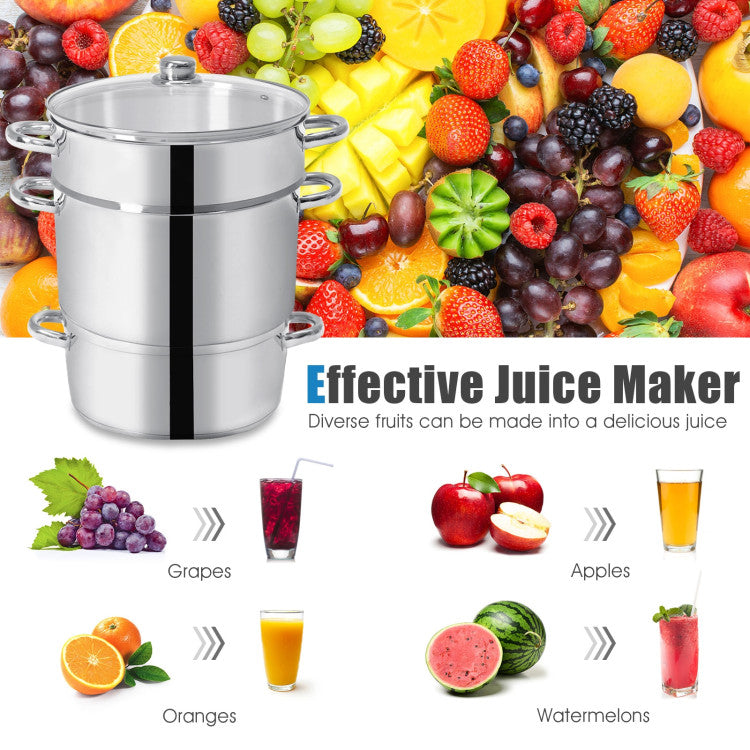 11-Quart Stainless Steel Pan Fruit Juicer Steamer