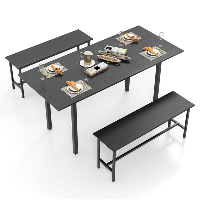 3 Piece Dining Table Set for 4-6 with 2 Benches