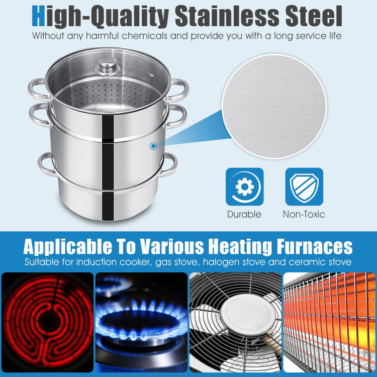 11-Quart Stainless Steel Pan Fruit Juicer Steamer