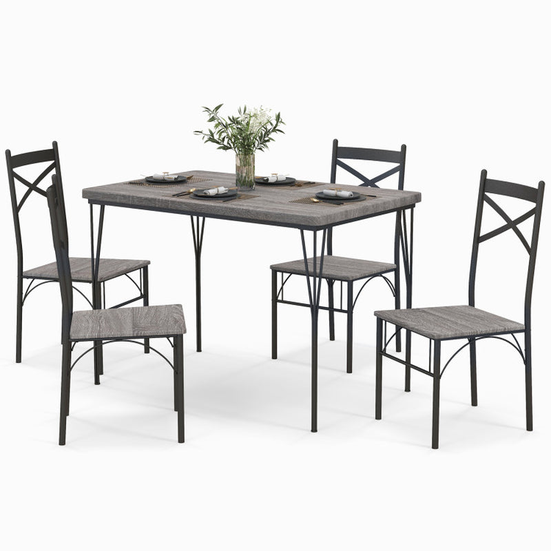 5 Pieces Dining Table Set with Metal Frame for Kitchen Dining Room