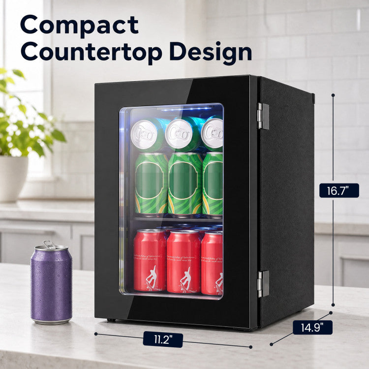 0.6 Cu.Ft Beverage Refrigerator 24 Cans Countertop Mini Fridge