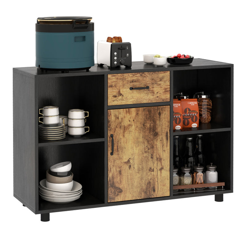 3-In-1 Dining Set: Windsor Chairs, Industrial Sideboard & Wall-Mount Wine Rack Combo