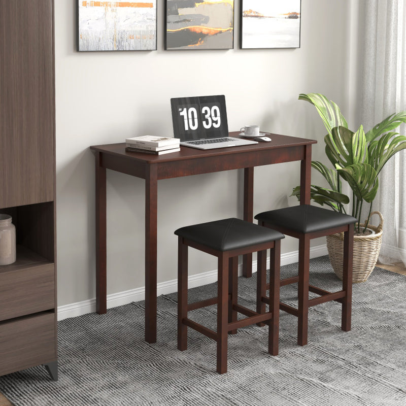 Counter-Height Dining Table and 2 Linen Fabric Padded Bar Stools