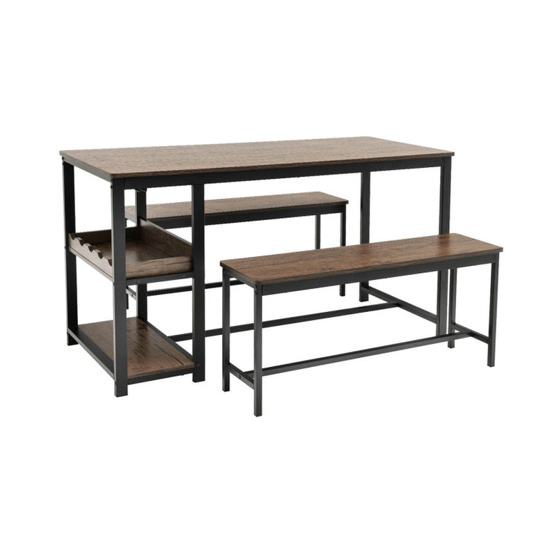 3 Pieces Dining Table Set with Wine Rack