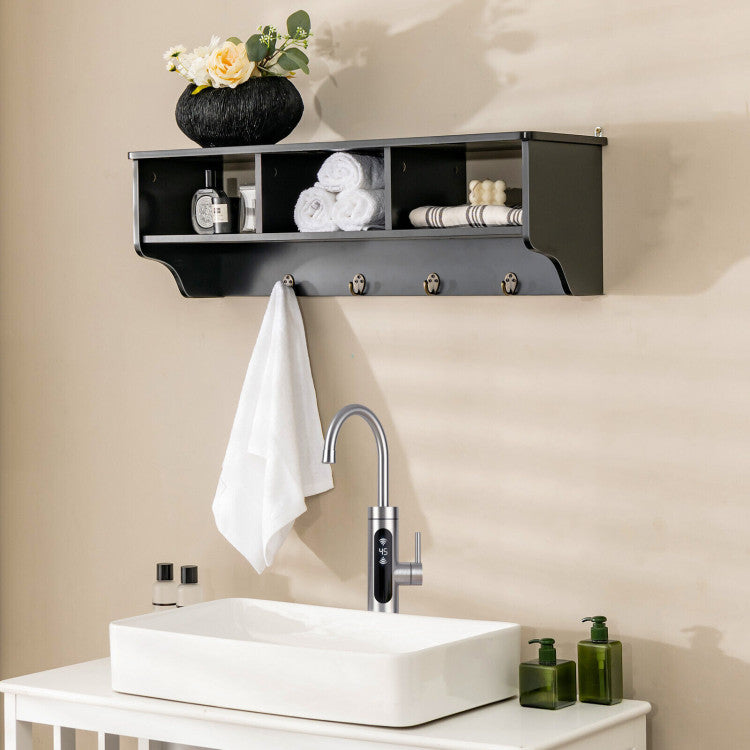 Wall Mount Hooks Shelf for Entryway Storage