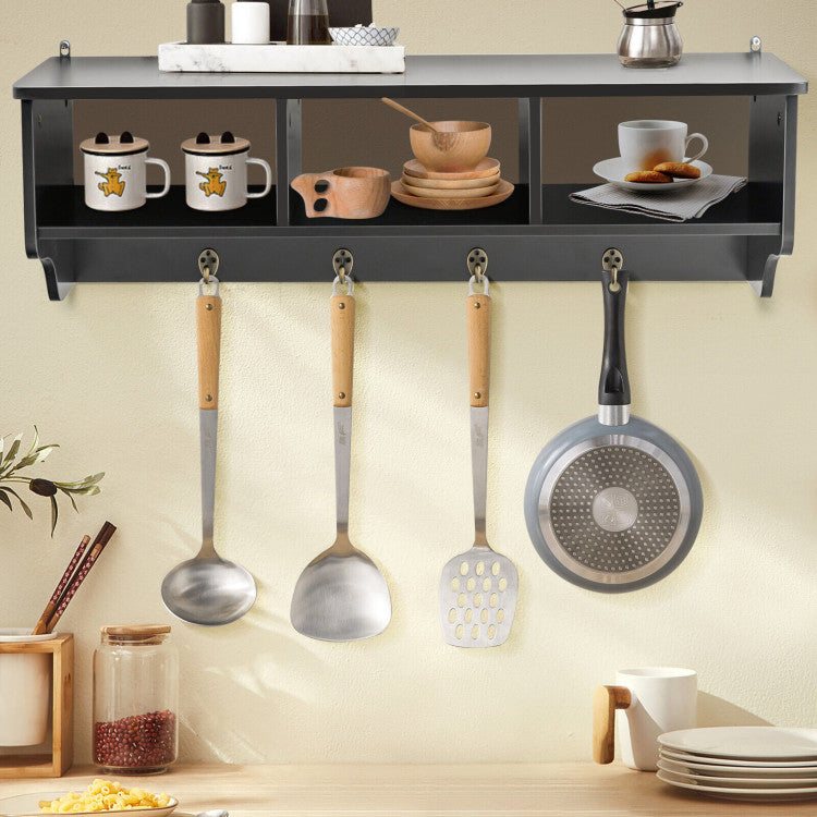 Wall Mount Hooks Shelf for Entryway Storage