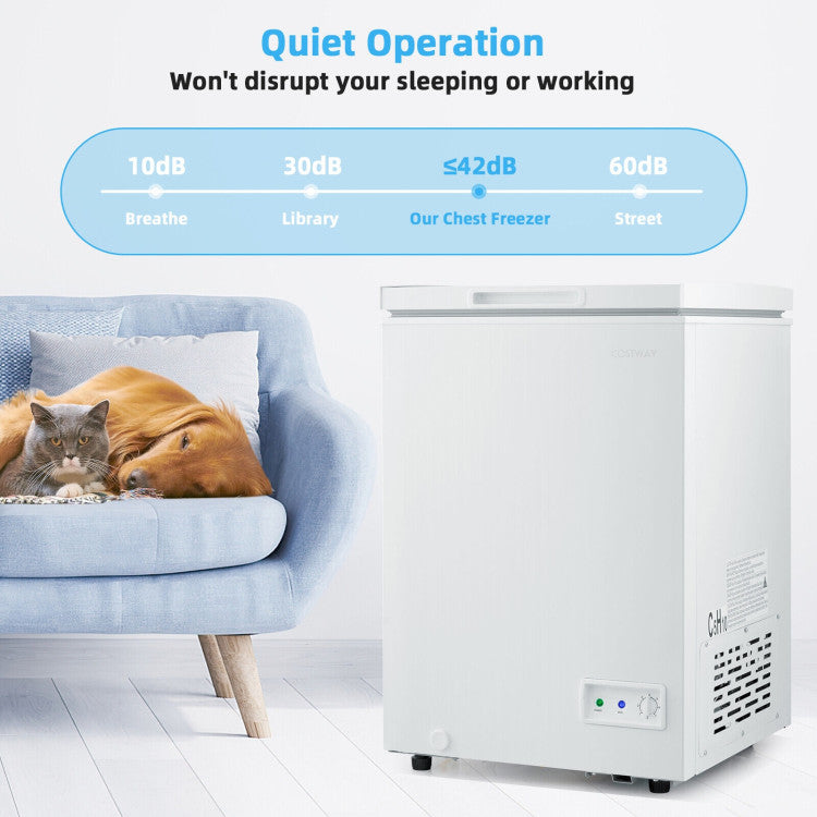 3.5/5 Cu.ft Compact Chest Freezer with Removable Storage Basket
