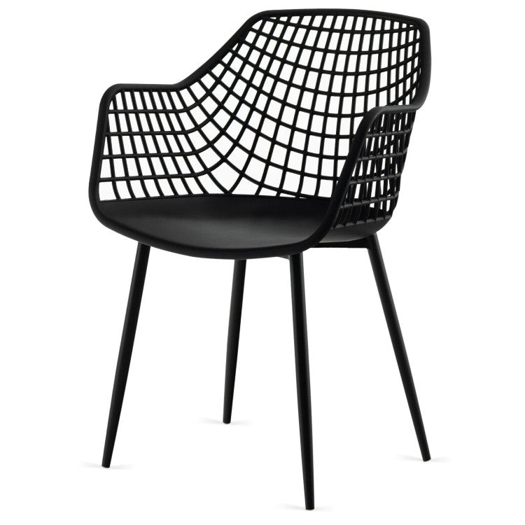 Set of 4 Heavy Duty Modern Dining Chair with Airy Hollow Backrest