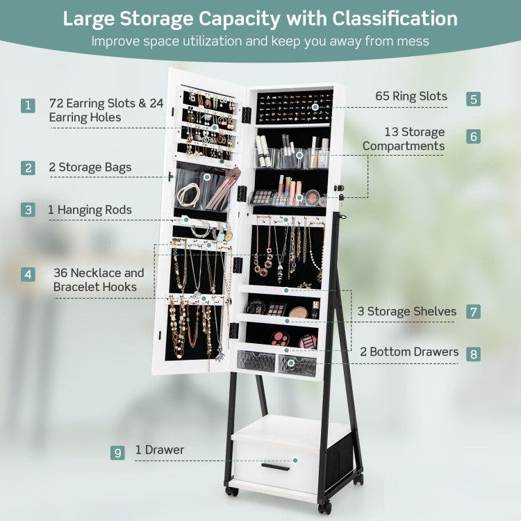 Jewelry Cabinet with Full-Length Mirror