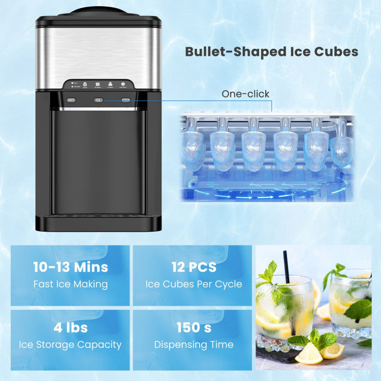 Water Cooler Dispenser 3-in-1 with Built-in Ice Maker and 3 Temperature Settings