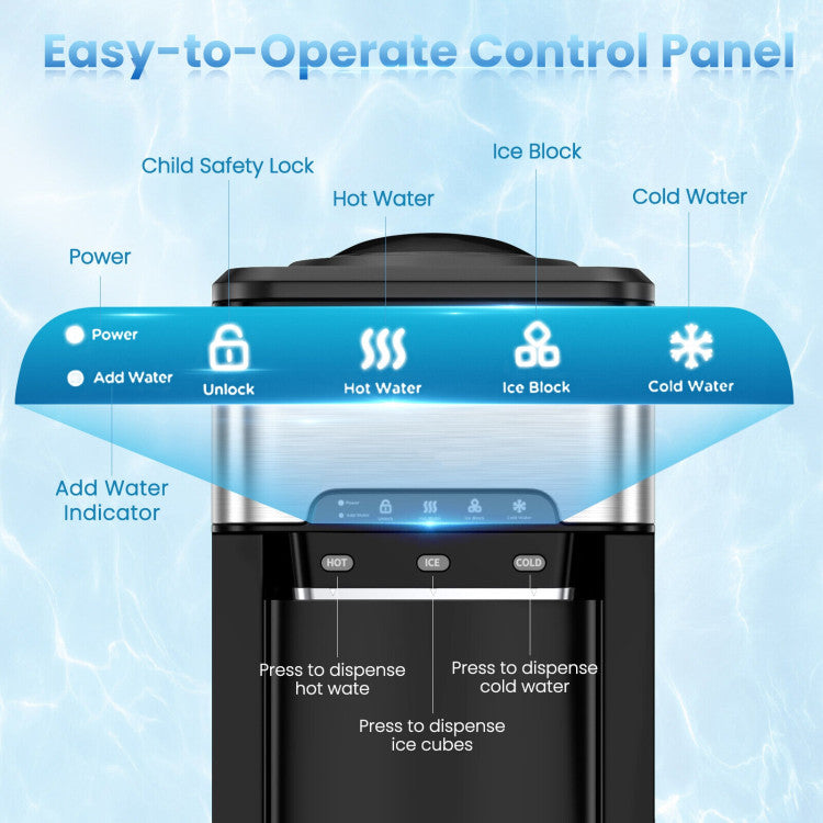 Water Cooler Dispenser 3-in-1 with Built-in Ice Maker and 3 Temperature Settings
