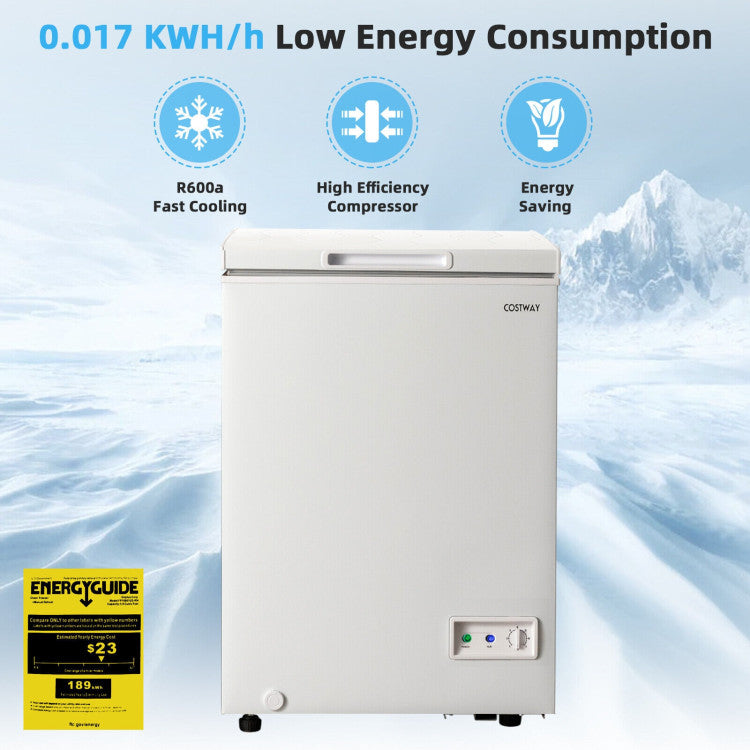 3.5/5 Cu.ft Compact Chest Freezer with Removable Storage Basket