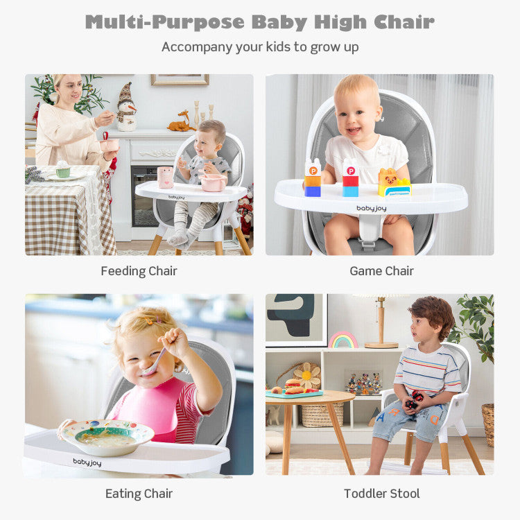 4-in-1 Convertible Baby High Chair Infant Feeding Chair