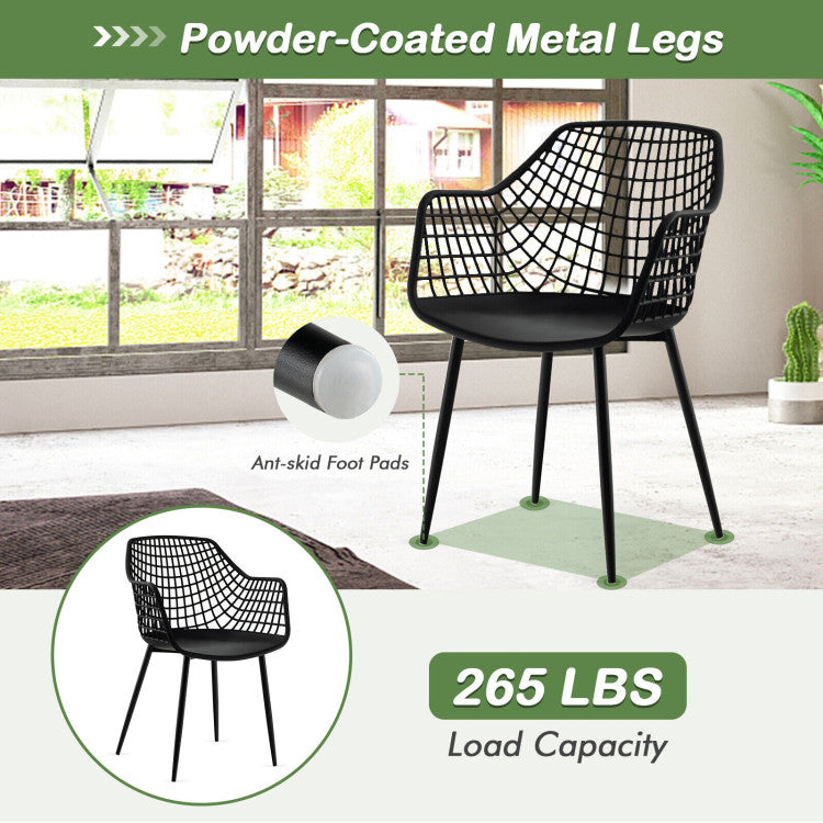 Set of 4 Heavy Duty Modern Dining Chair with Airy Hollow Backrest