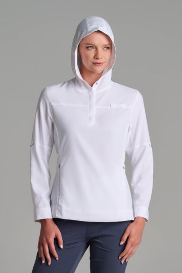 Women's Sea Spray Henley Hoodie | White