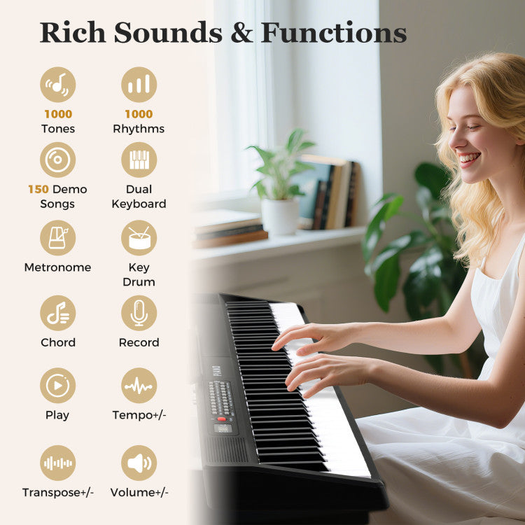 88 Key Foldable Piano Keyboard Portable Semi Weighted Electric Piano