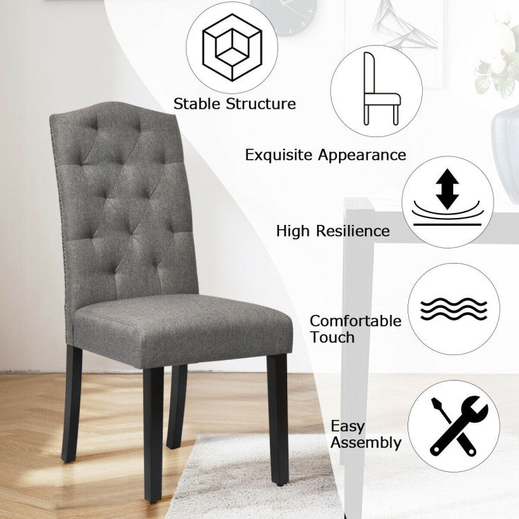 Set of 2 Modern Tufted Dining Chairs with Padded Seat