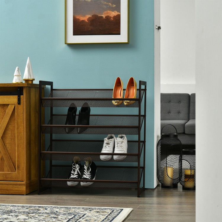 2/3/4 Tiers Flat and Slant Metal Shoe Rack for Entryway Hallway