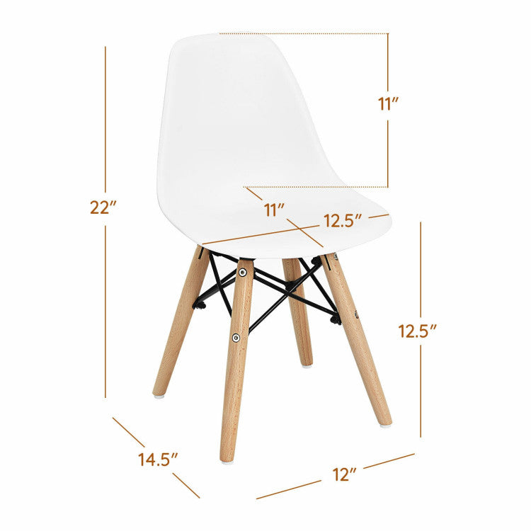4 Pieces Medieval Style Children Chair Set with Wood Legs