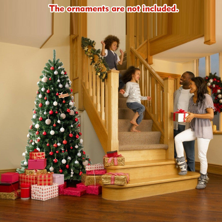 6/7/8 Feet Artificial Christmas Tree with Remote-controlled Color-changing LED Lights
