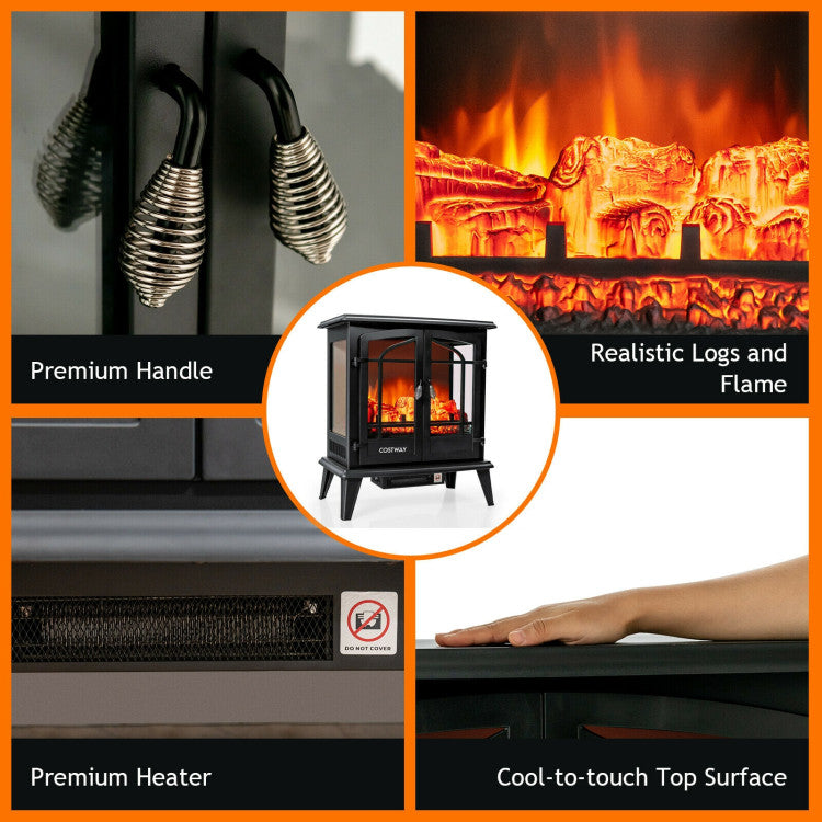 25 Inch Freestanding Electric Fireplace Heater with Realistic Flame effect