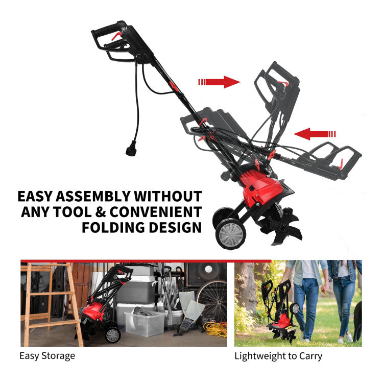 14/17 Inch 10 Amp Corded Electric Tiller and Cultivator with 9-Inch Tilling Depth