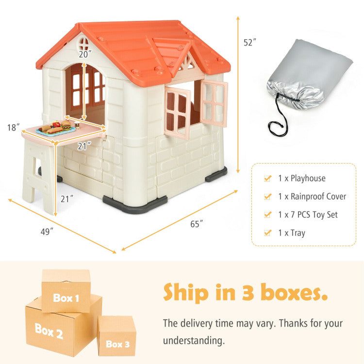 Kid’s Playhouse Pretend Toy House For Boys and Girls 7 Pieces Toy Set