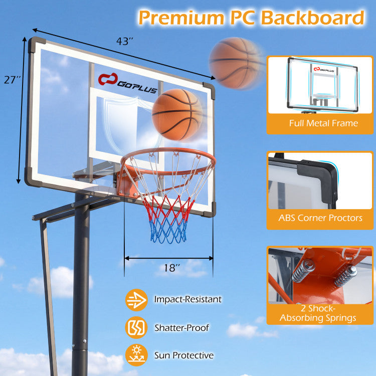 10 Feet Portable Basketball Hoop Outdoor for Adults