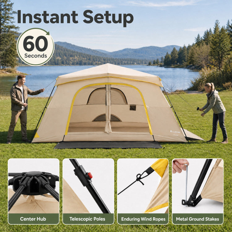 10 Person Instant Cabin Camping Tent with Rainfly 13 ft x 9 ft Portable Large Family Tent