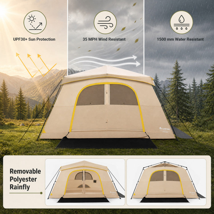 10 Person Instant Cabin Camping Tent with Rainfly 13 ft x 9 ft Portable Large Family Tent
