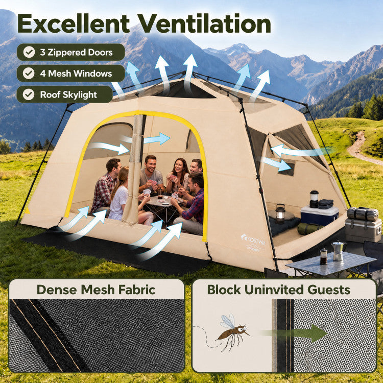 10 Person Instant Cabin Camping Tent with Rainfly 13 ft x 9 ft Portable Large Family Tent