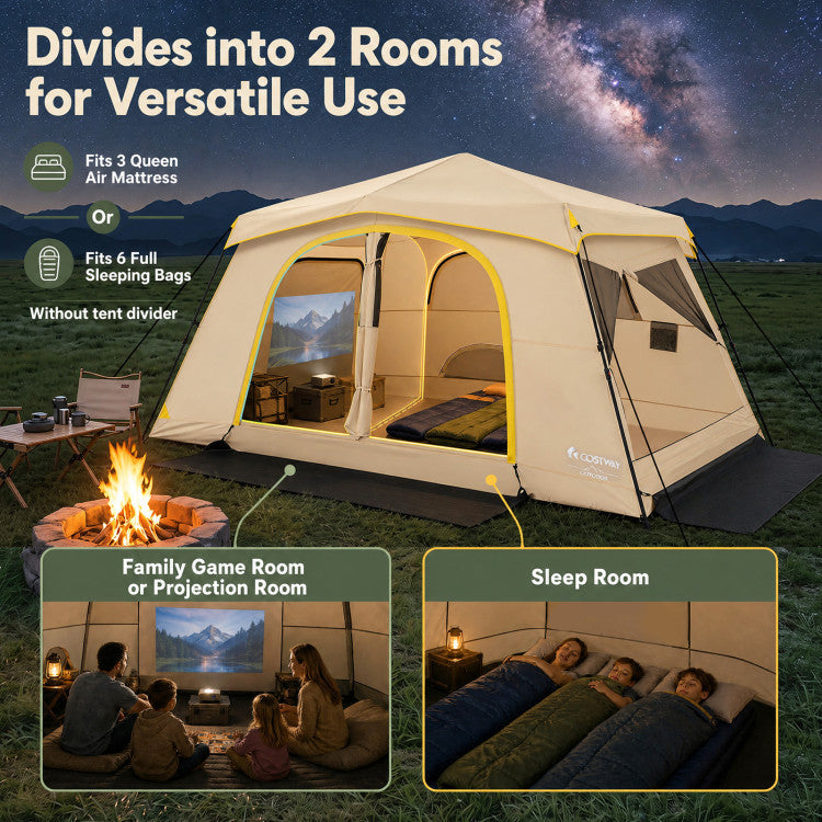 10 Person Instant Cabin Camping Tent with Rainfly 13 ft x 9 ft Portable Large Family Tent