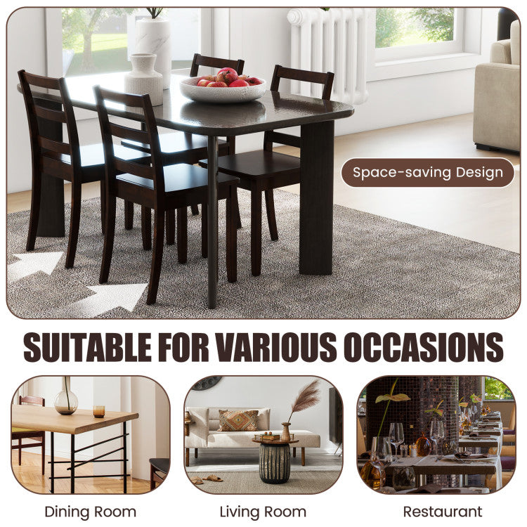 Set of 2 Wood Dining Chairs with Solid Rubber Wood Legs