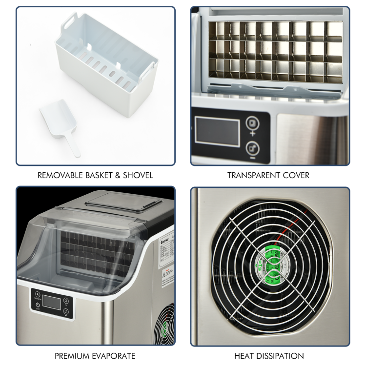Portable Countertop Ice Maker with Ice Scoop and Basket