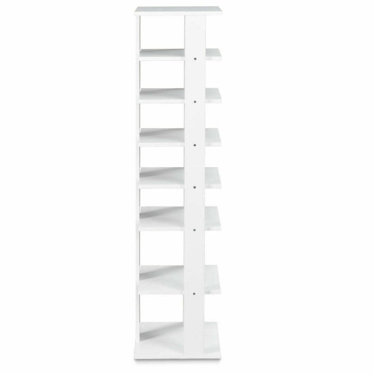 7-Tiers Vertical Wooden Space Saving Shoe Rack for Front Door