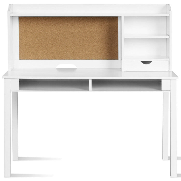 Kids Desk and Chair Set Study Writing Desk with Hutch and Bookshelves