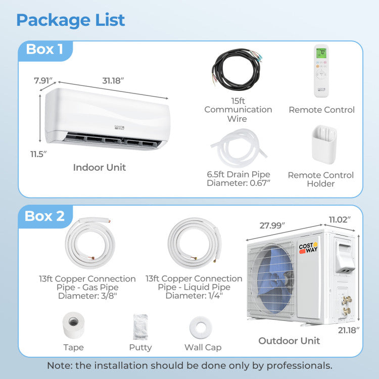 Blast Series 12000 BTU 17 SEER2 208-230V Mini Split Air Conditioner with Heat Pump
