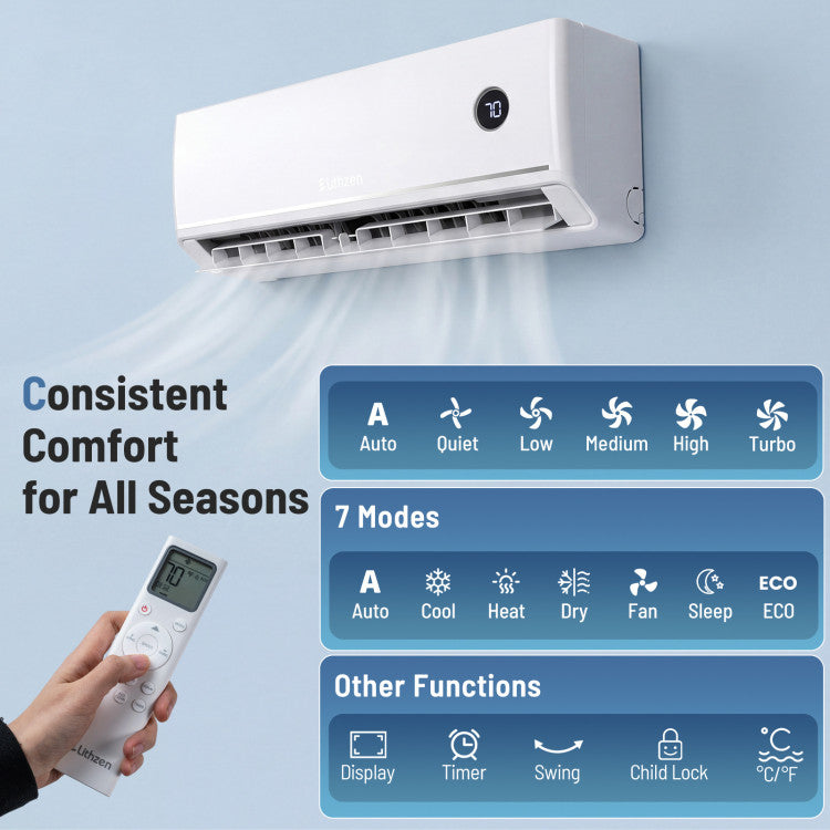 12000 BTU 18.1 SEER2 115V Mini Split Air Conditioner Works with Alexa