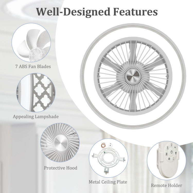 19 Inch Ceiling Fan with Light Low Profile Flush Mount Fan
