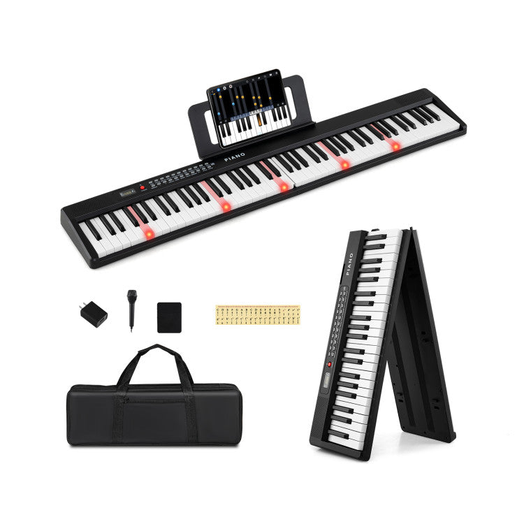 88 Key Foldable Piano Keyboard Portable Semi Weighted Electric Piano