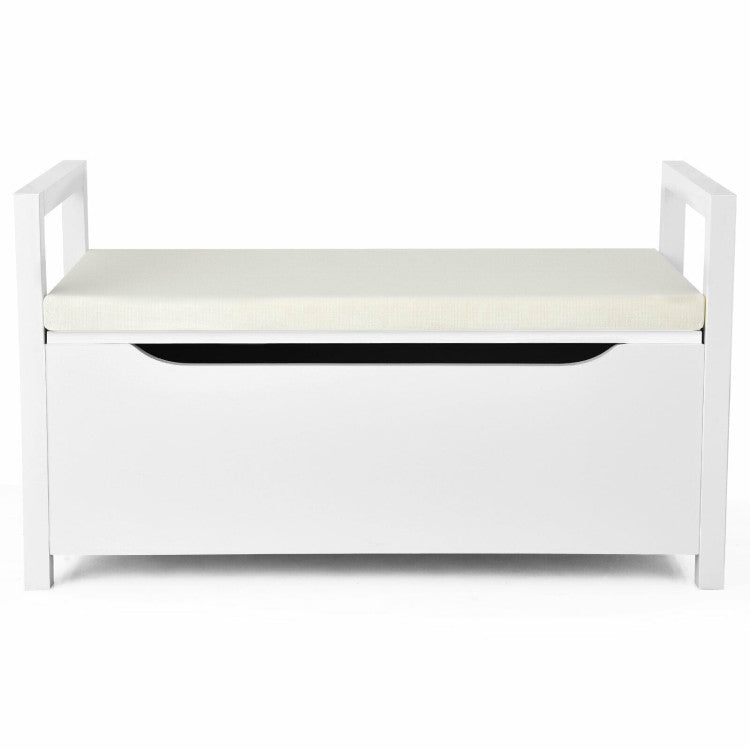 34.5 x 15.5 x 19.5 Inch Shoe Storage Bench with Cushion Seat