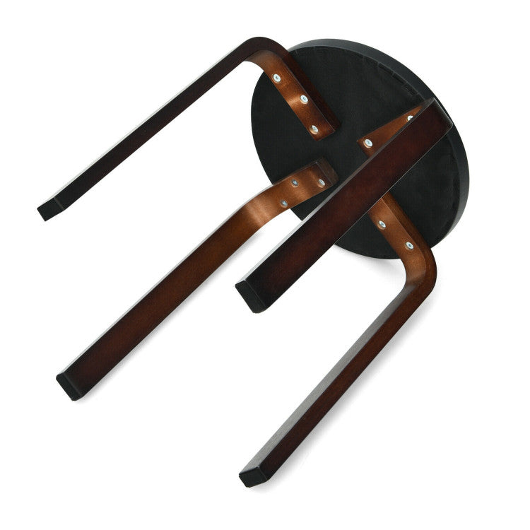 4-Pack Bentwood Stack Stools with PU Leather Round Top