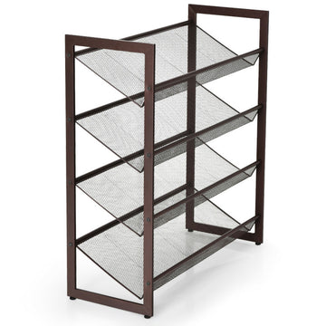 2/3/4 Tiers Flat and Slant Metal Shoe Rack for Entryway Hallway