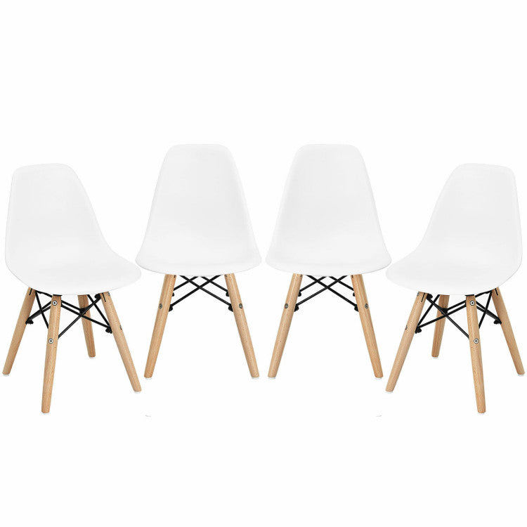4 Pieces Medieval Style Children Chair Set with Wood Legs