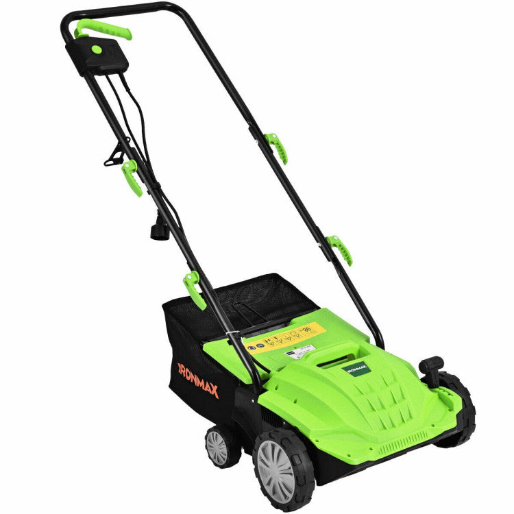13 Inch 12 Amp Electric Scarifier with Collection Bag and Removable Blades