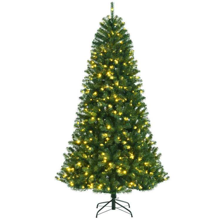 6/7/8 Feet Artificial Christmas Tree with Remote-controlled Color-changing LED Lights