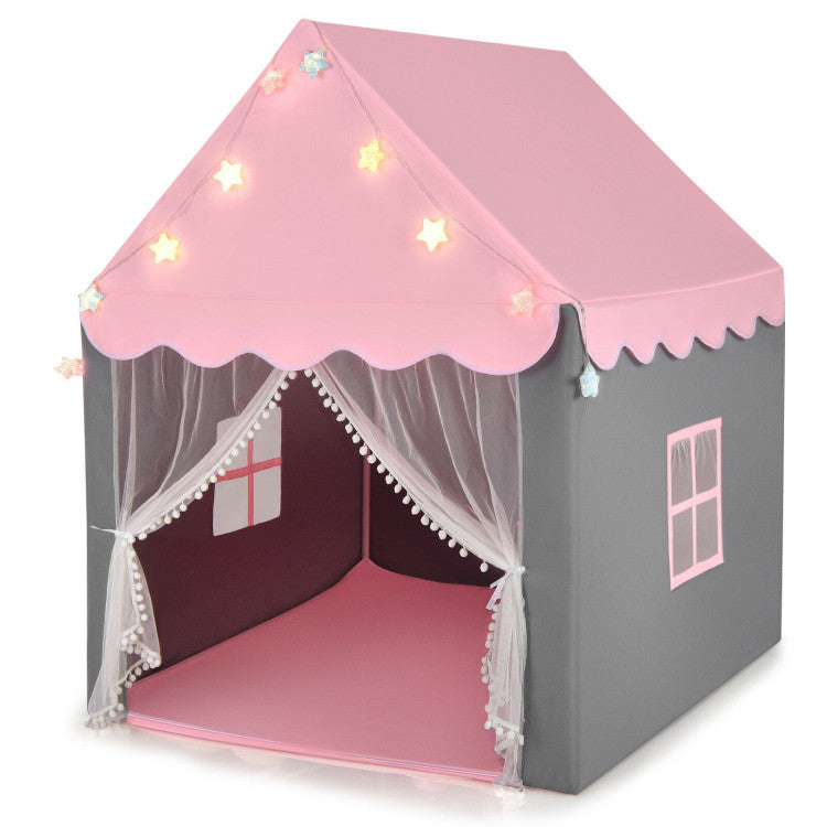 Kids Playhouse Tent with Star Lights and Mat