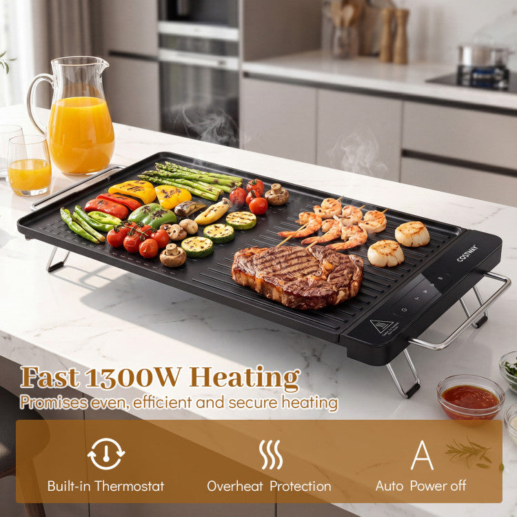 1300W Indoor Electric Grill with Removable Touch Panel