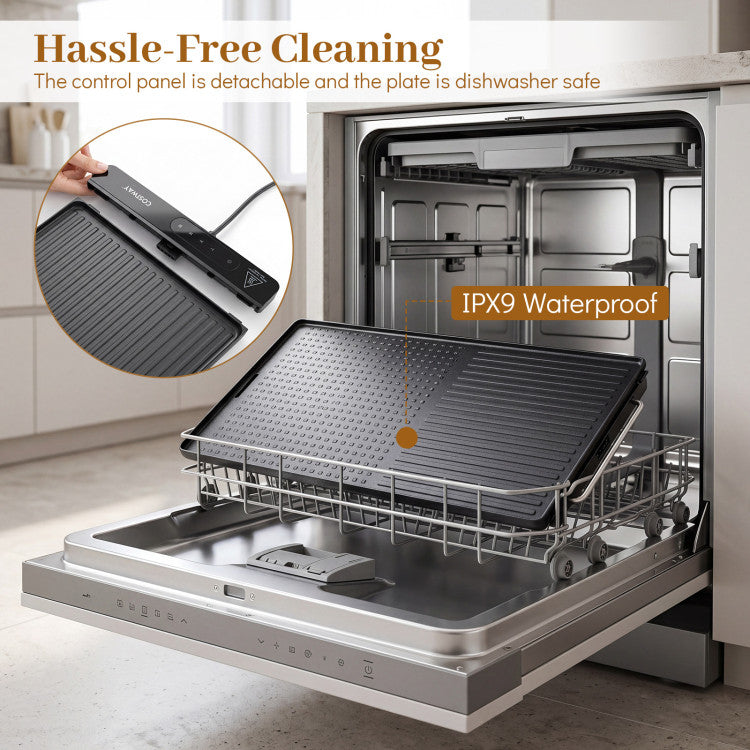 1300W Indoor Electric Grill with Removable Touch Panel